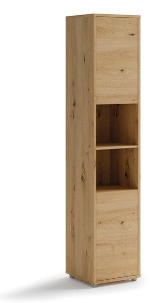 Könyvespolc Concept Lenart III, Ajtókkal, Zárt, Fiókokkal, Laminált forgácslap, 218x45x46cm, Artisan tölgy