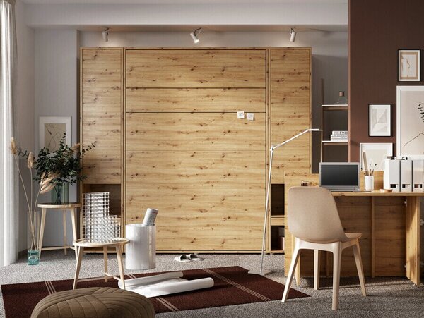 Bútorkészlet Concept Pro Lenart II, Fiókokkal, Ajtókkal, Laminált forgácslap, 217x281x228cm, Világosbarna