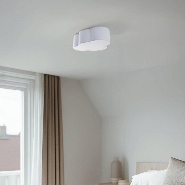 TK Lighting Felhő mennyezeti lámpa, textil, 41 x 31 cm, fehér, dimmelhető, Fehér / opál, Nappali / Étkező, Textil / szövet / selyem, Fiatalos életstílus