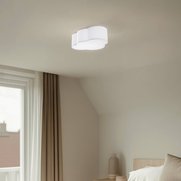 TK Lighting Felhő mennyezeti lámpa, textil, 41 x 31 cm, fehér, dimmelhető, Fehér / opál, Nappali / Étkező, Textil / szövet / selyem, Fiatalos életstílus