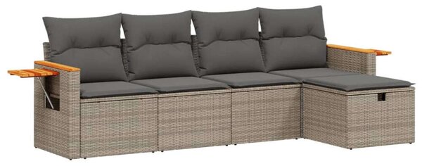 VidaXL Polyrattan Kerti Ülőgarnitúra - 5 részes - Szürke