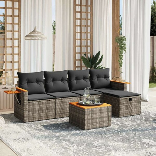 VidaXL Polyrattan Kerti Ülőgarnitúra - 6 Részes Szürke