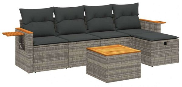 VidaXL Polyrattan Kerti Ülőgarnitúra - 6 Részes Szürke