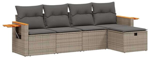 VidaXL Polyrattan Kerti Ülőgarnitúra - 5 részes - Szürke