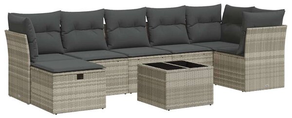 VidaXL Polyrattan Kerti Ülőgarnitúra - 8 részes - Világosszürke