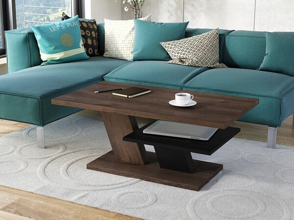 Dohányzóasztal Glendale 101, Laminált forgácslap, 45x60cm, Sötét tölgy, Fekete