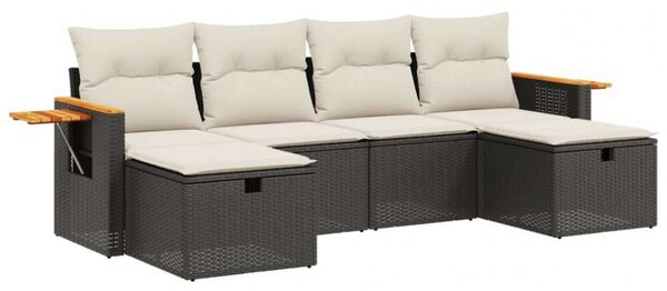 VidaXL Polyrattan Kerti Ülőgarnitúra - 6 részes - Fekete