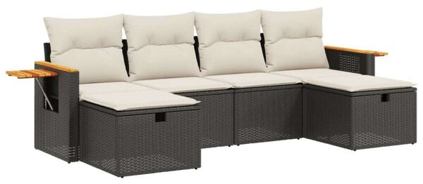 VidaXL Polyrattan Kerti Ülőgarnitúra - 6 részes - Fekete