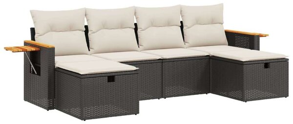 VidaXL Polyrattan Kerti Ülőgarnitúra - 6 részes - Fekete