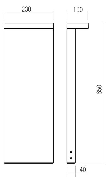 KANT kültéri LED állólámpa – 65 cm, matt fekete, 2700–3000K