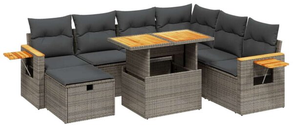 VidaXL Polyrattan Kerti Ülőgarnitúra - 8 részes - Szürke