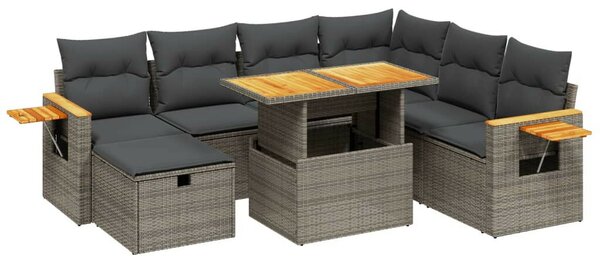 VidaXL Polyrattan Kerti Ülőgarnitúra - 8 részes - Szürke
