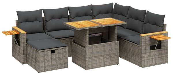 VidaXL Polyrattan Kerti Ülőgarnitúra - 8 részes - Szürke