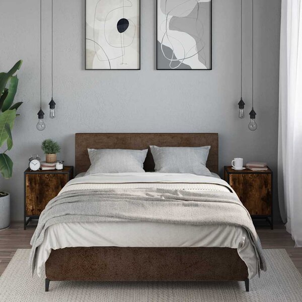Éjjeliszekrények 2 db füstölt tölgy 40x31x50 cm Gépi fa és fém