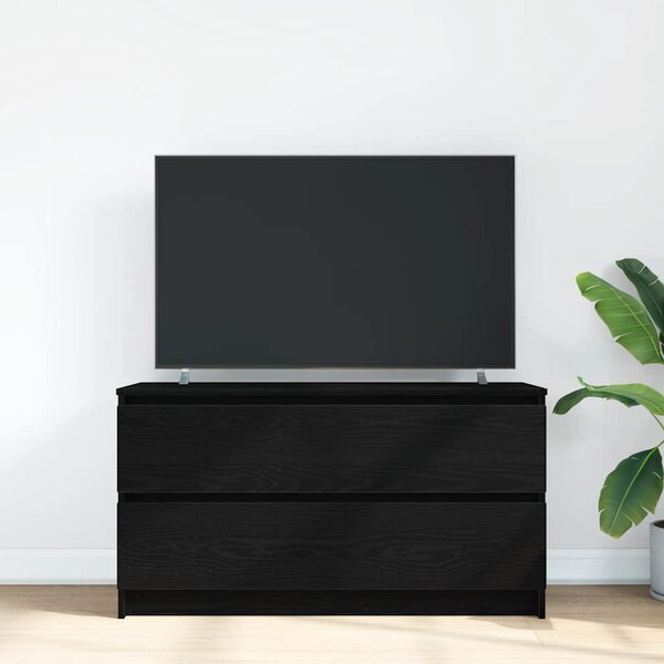 Fekete szerelt fa TV-szekrény 100x35x54 cm