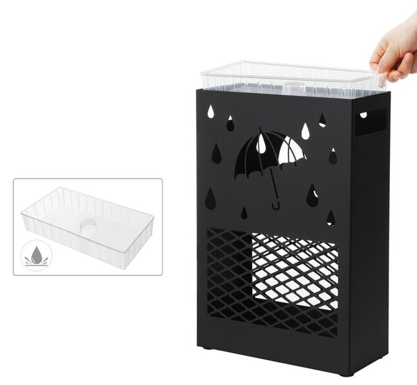 RAIN fém esernyőtartó, 28x12x41cm, fekete SongmicsHome