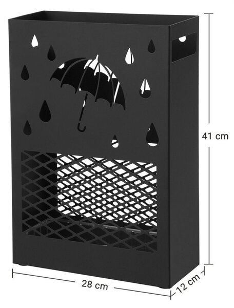 RAIN fém esernyőtartó, 28x12x41cm, fekete SongmicsHome