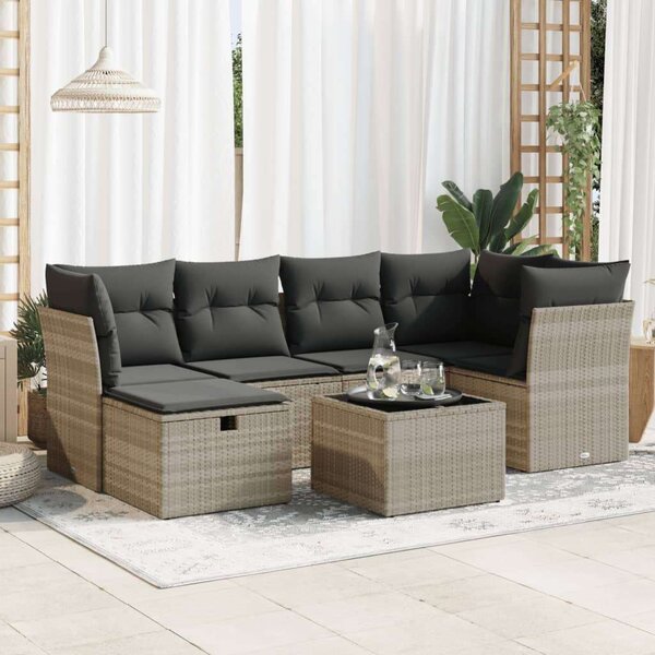 VidaXL Polyrattan Kerti Ülőgarnitúra - 7 részes