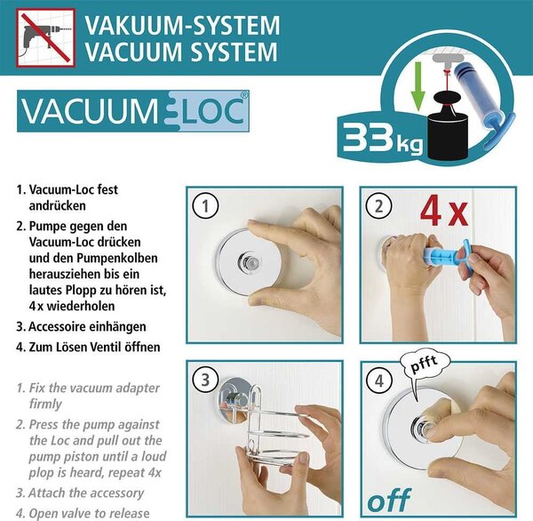 Vacuum-Loc öntapadós sarokpolc, max. 33 kg - Wenko