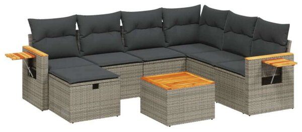 VidaXL Polyrattan Kerti Ülőgarnitúra - 8 részes - Szürke