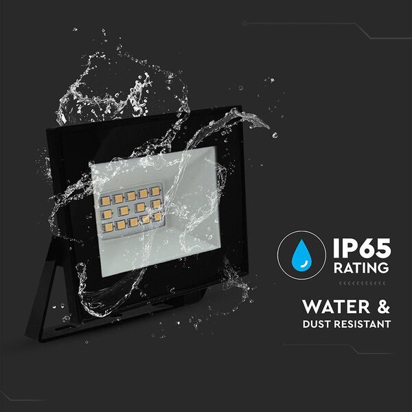 V-TAC FN-széria mini LED reflektor 10W természetes fehér, fekete házzal - SKU 23972