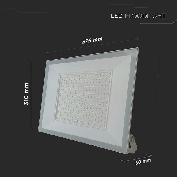 V-TAC FN-széria LED reflektor 200W természetes fehér, fehér házzal - SKU 23975