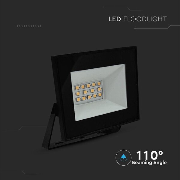 V-TAC FN-széria mini LED reflektor 10W természetes fehér, fekete házzal - SKU 23972