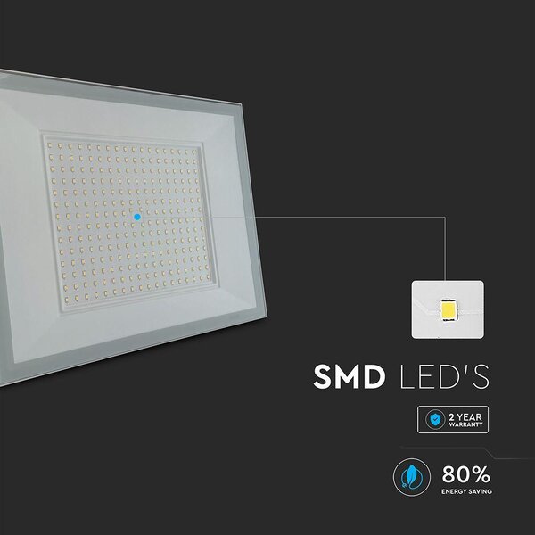 V-TAC FN-széria LED reflektor 200W természetes fehér, fehér házzal - SKU 23975