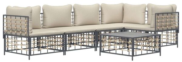 VidaXL Polyrattan Kerti Ülőgarnitúra - 6 részes - Antracit Szürke