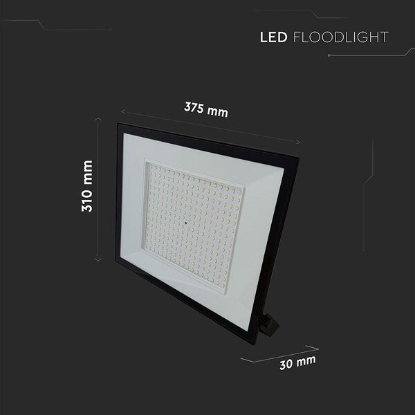 V-TAC FN-széria LED reflektor 200W természetes fehér, fekete házzal - SKU 23976