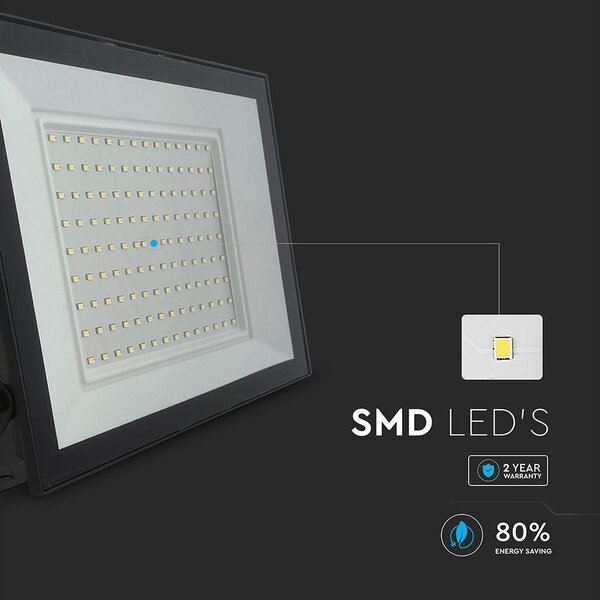 V-TAC FN-széria LED reflektor 100W természetes fehér, fekete házzal - SKU 23980