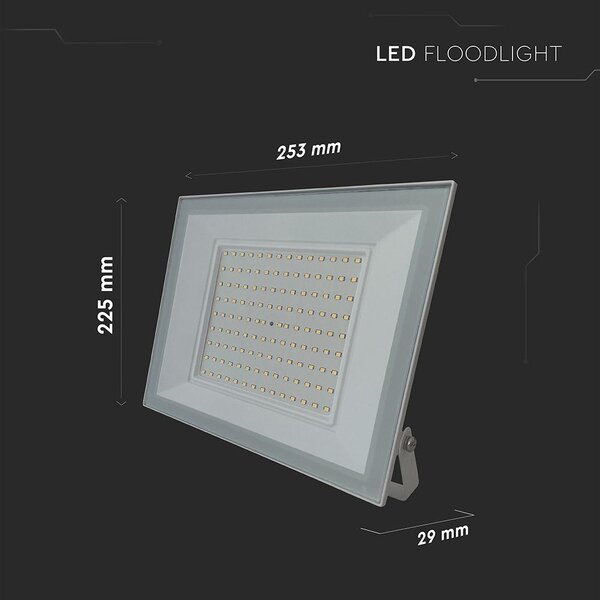 V-TAC FN-széria LED reflektor 100W hideg fehér, fehér házzal - SKU 23981
