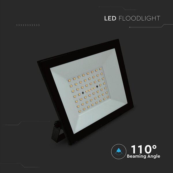 V-TAC FN-széria LED reflektor 50W természetes fehér, fekete házzal - SKU 23988