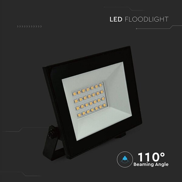 V-TAC FN-széria mini LED reflektor 20W természetes fehér, fekete házzal - SKU 23984