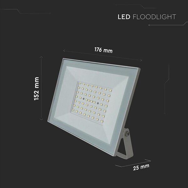 V-TAC FN-széria LED reflektor 50W természetes fehér, fehér házzal - SKU 23987