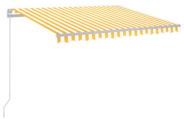 Sárga és fehér kézzel kihúzható LED-es napellenző 300 x 250 cm