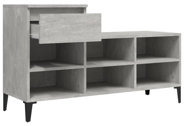 Betonszürke szerelt fa cipőszekrény 102x36x60 cm