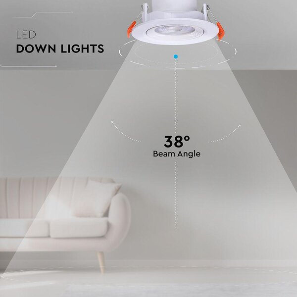 V-TAC billenthető, süllyeszthető 7W LED spot panel kerek, állítható színhőmérséklettel - SKU 23837