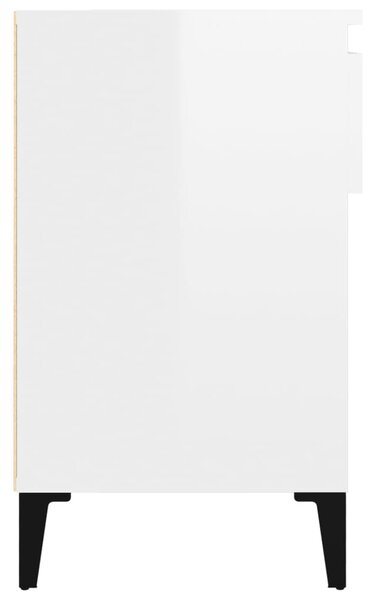 Magasfényű fehér szerelt fa cipősszekrény 102x36x60 cm
