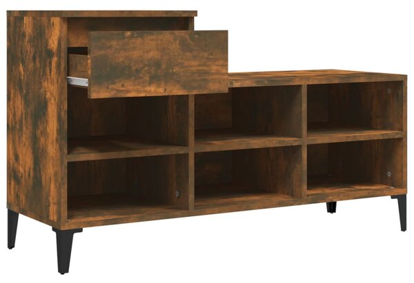 Füstös tölgy színű szerelt fa cipősszekrény 102 x 36 x 60 cm