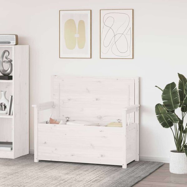 VidaXL Fehér Fenyőfa Pad Tárolóval - 112,5x51,5x96,5 cm