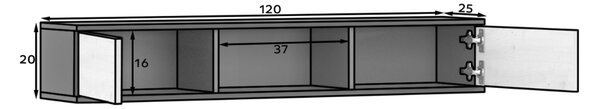 Polc szekrényekkel LANZZI 120 cm, fekete
