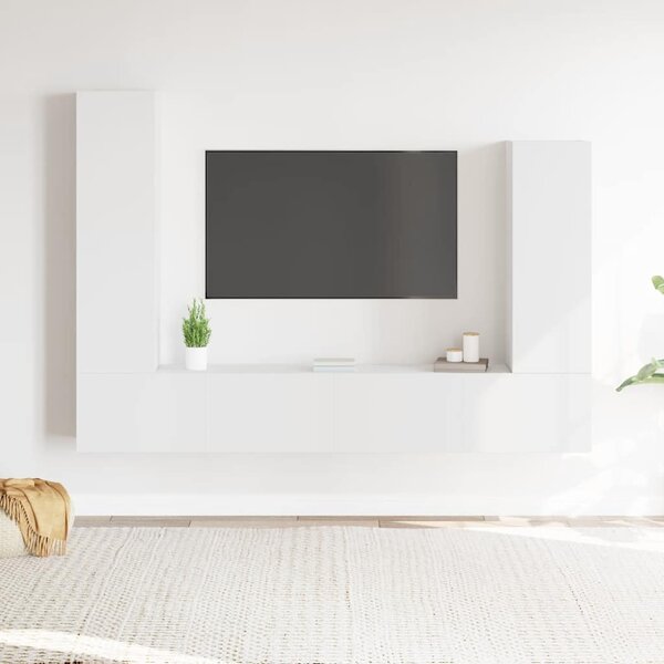 4 részes fehér szerelt fa TV-szekrényszett