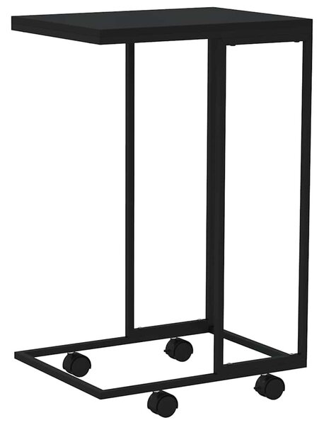 Fekete szerelt fa kisasztal kerekekkel 40 x 30 x 63,5 cm