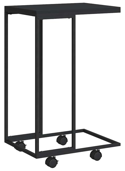 Fekete szerelt fa kisasztal kerekekkel 40 x 30 x 63,5 cm