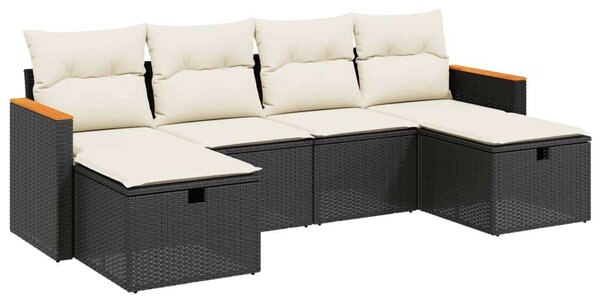 VidaXL Polyrattan Kerti Ülőgarnitúra - 6 részes - Fekete