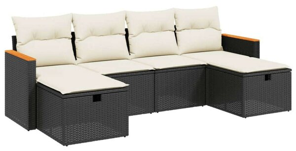 VidaXL Polyrattan Kerti Ülőgarnitúra - 6 részes - Fekete