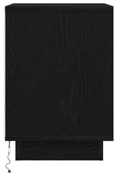 Fekete éjjeliszekrény LED-világítással 38x34x50 cm