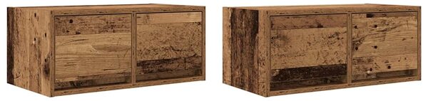 2 db antik fa szerelt fa fali TV-szekrény 60x31x25,5 cm