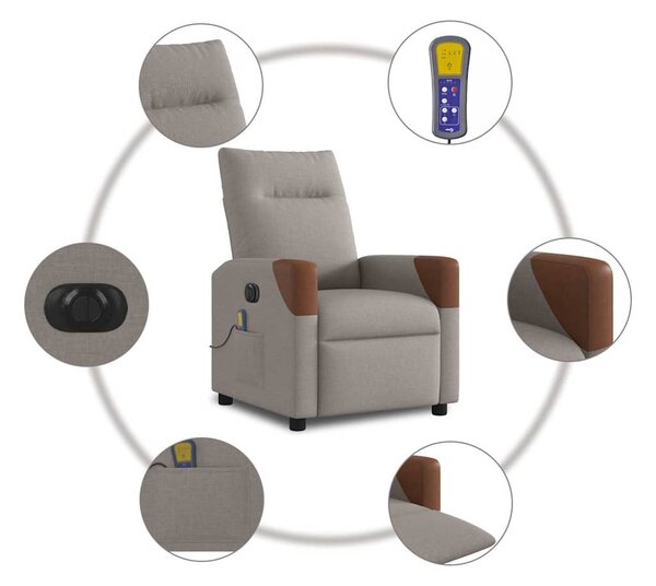 Tópszínű szövet elektromos dönthető masszázsfotel